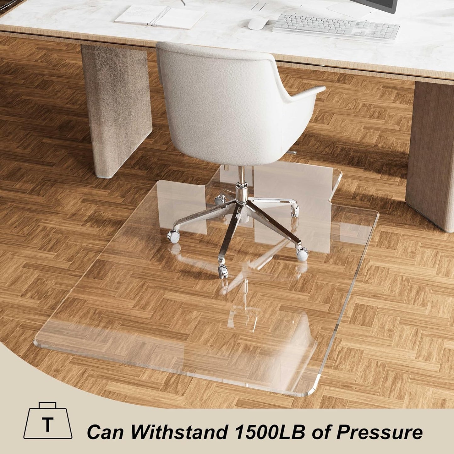 Beveled Edge Irregular Office Chair Mat with Lip for Carpet or Hardwood Floor Crystal Clear 48" x 60" Smooth Glide and Easy Roll On/Off, Heavy Duty and Non-Slip Pad Floor Chair Mat with Lip