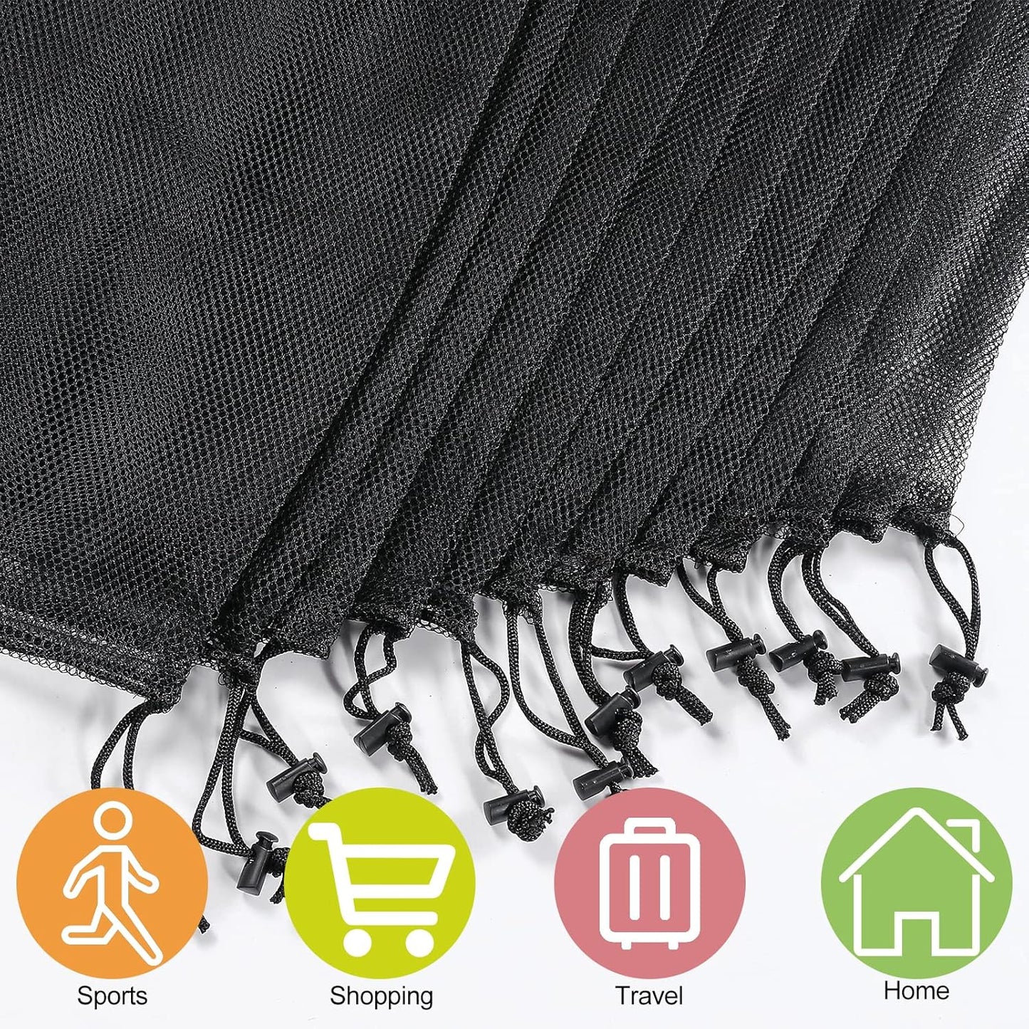 iMucci 18"X24" 12Pcs Mesh Laundry Drawstring Bag Nylon Drawstring Gym Bag with Cord Lock Closure