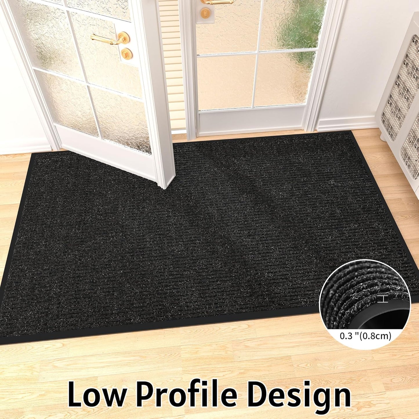 Front Door Mat Indoor Outdoor Entrance, 30" x 48" Dirt Resistant and Absorbent Door Mat, TPR Backing Non-Slip Doormats, Easy to Clean, Low Profile Welcome Floor Mat for Outside Entry