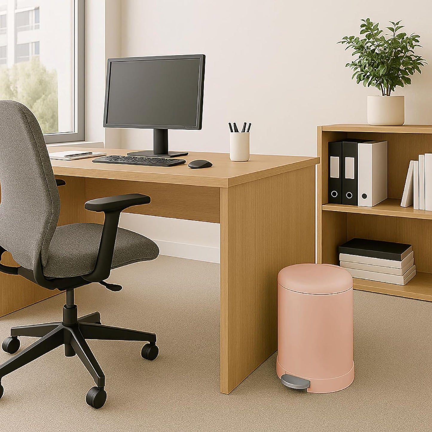 Glad Small Trash Can, 1.2 Gallon | Round Stainless Steel Garbage Bin with Soft Close Lid & Step Foot Pedal | Metal Waste Basket with Removable Inner Bucket, Rust