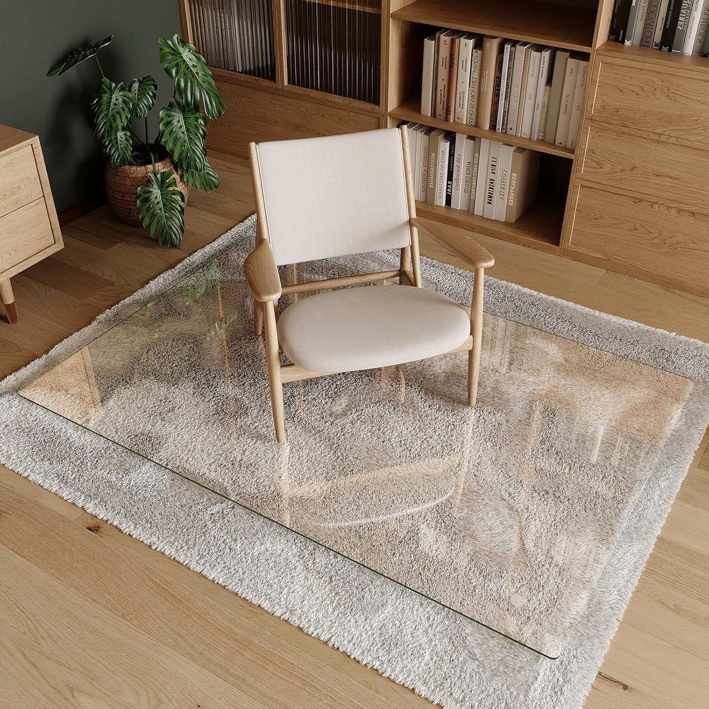 Koonmi Tempered Glass Chair Mat 40"x60" - Premium Office Chair Mat for Hardwood Floors & Low-Pile Carpet with 4 Non-Slip Pads - Thick Scratch-Resistant Surface