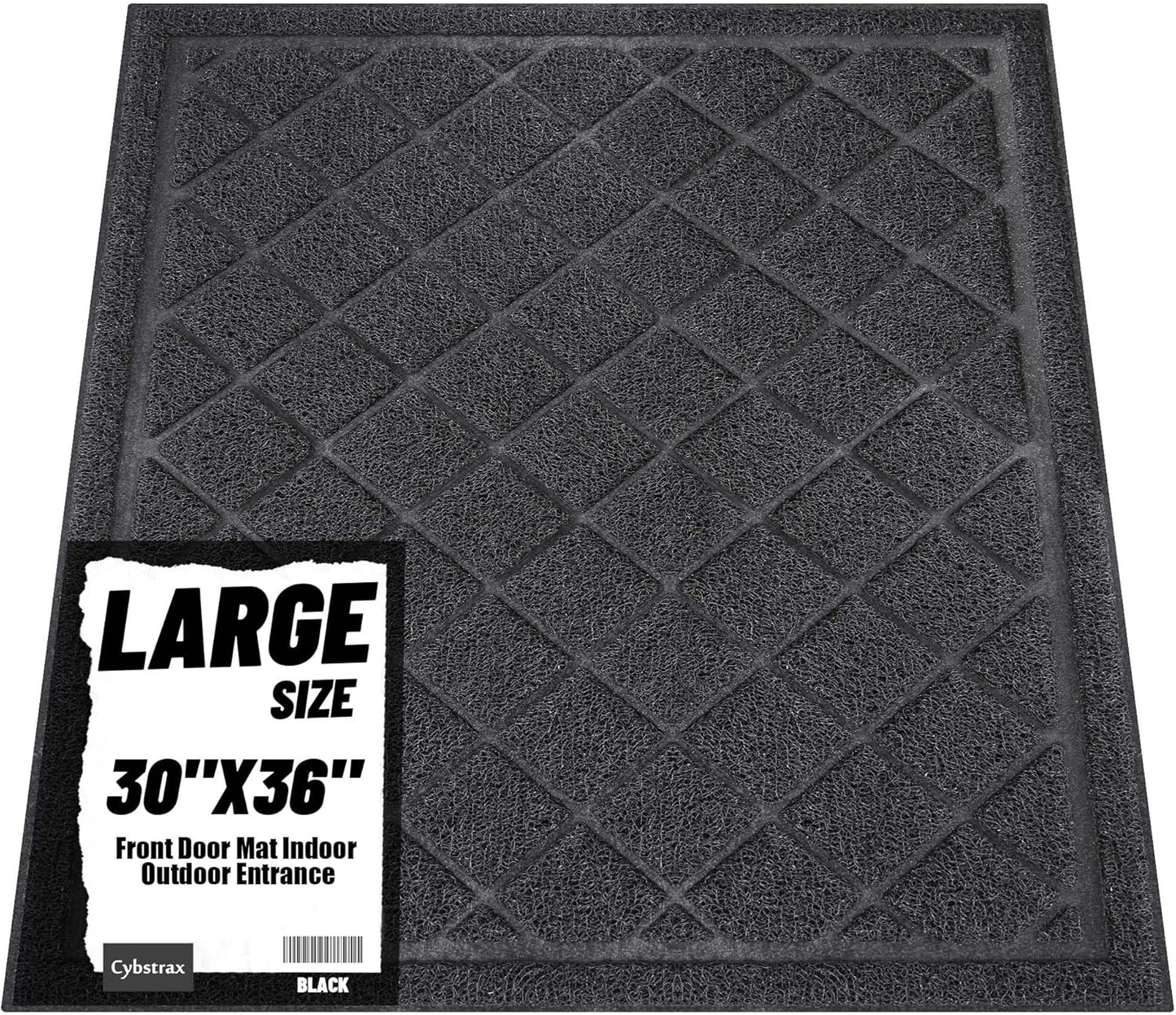 Front Door Mat Indoor Outdoor Entrance, 30" x 36" Heavy Duty All-Season All-Weather Waterproof Doormat Trap Dirt and Moisture Easy Clean Low Profile Patio Porch Entryway Mat