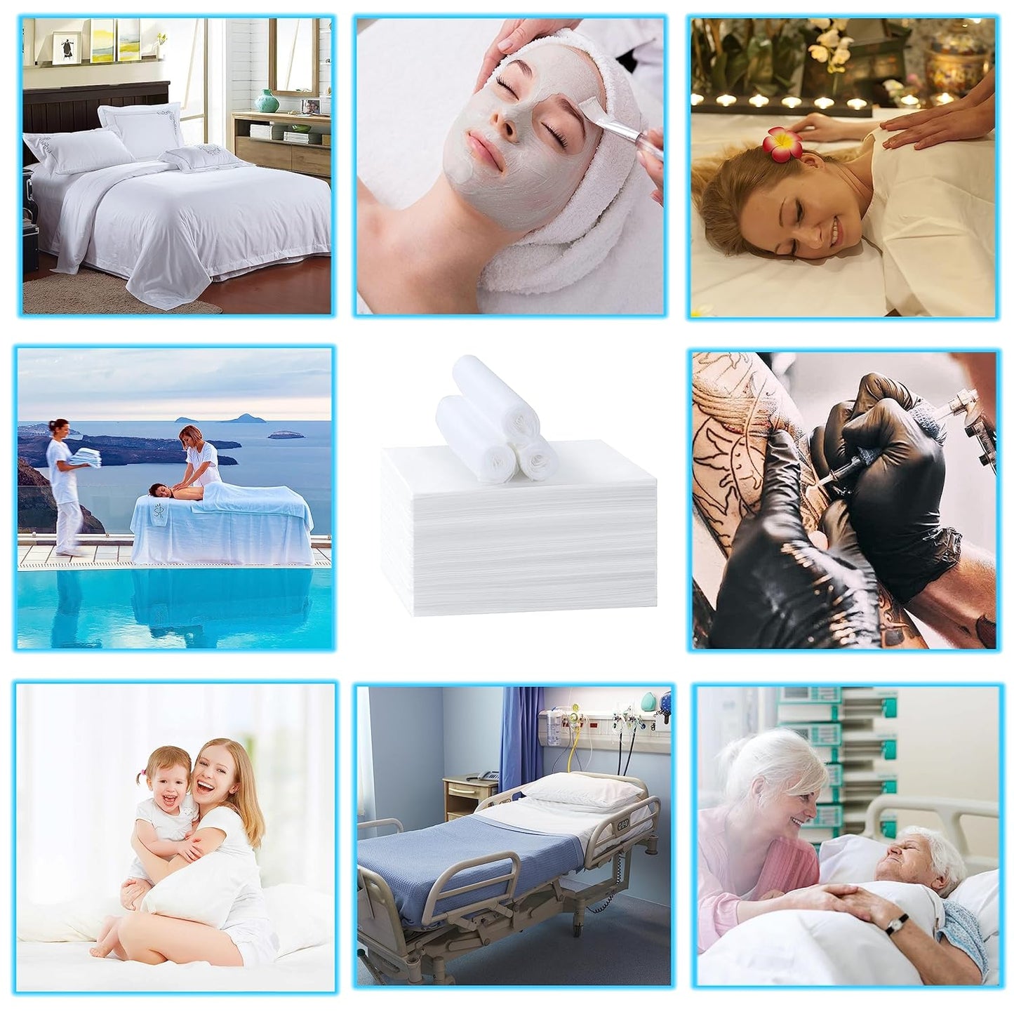 Disposable Bed Sheets for Massage Table 100 Pcs 31" x 71" Waterproof Massage Table Sheets Soft Non Woven Fabric SPA Massage Table Bed Cover Breathable for Beauty Tattoos Waxing Travel (White)