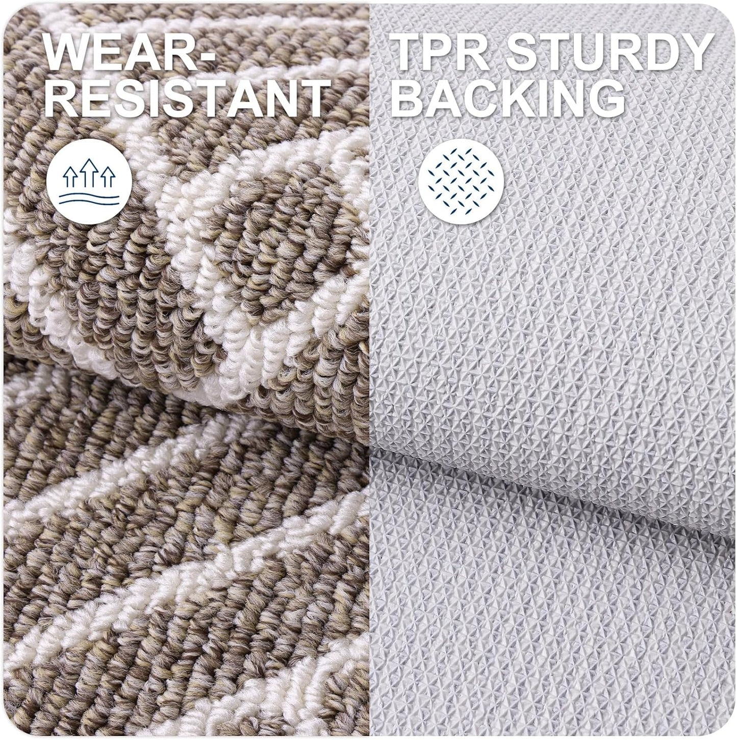 OLANLY Runner Indoor Door Mat, 47x23 Inch, Dirt Resistant and Absorbent, Non-Slip Rubber Backing Floor Mats, Easy Clean Low-Profile Doormat for Entryway, Front Door, and Inside Entrance, Khaki