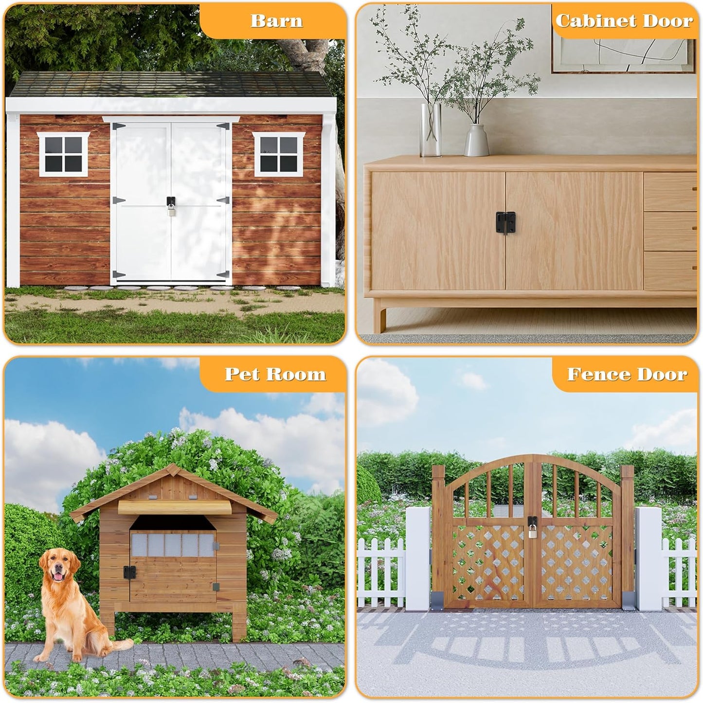 Alise Flip Latch Gate Latches Slide Bolt Latch Safety Door Lock Catch for Barn Cabinet Pet Cage Garden Bathroom Garage Window Sliding Door,Heavy Duty Stainless Steel Matte Black,MS3006R-B