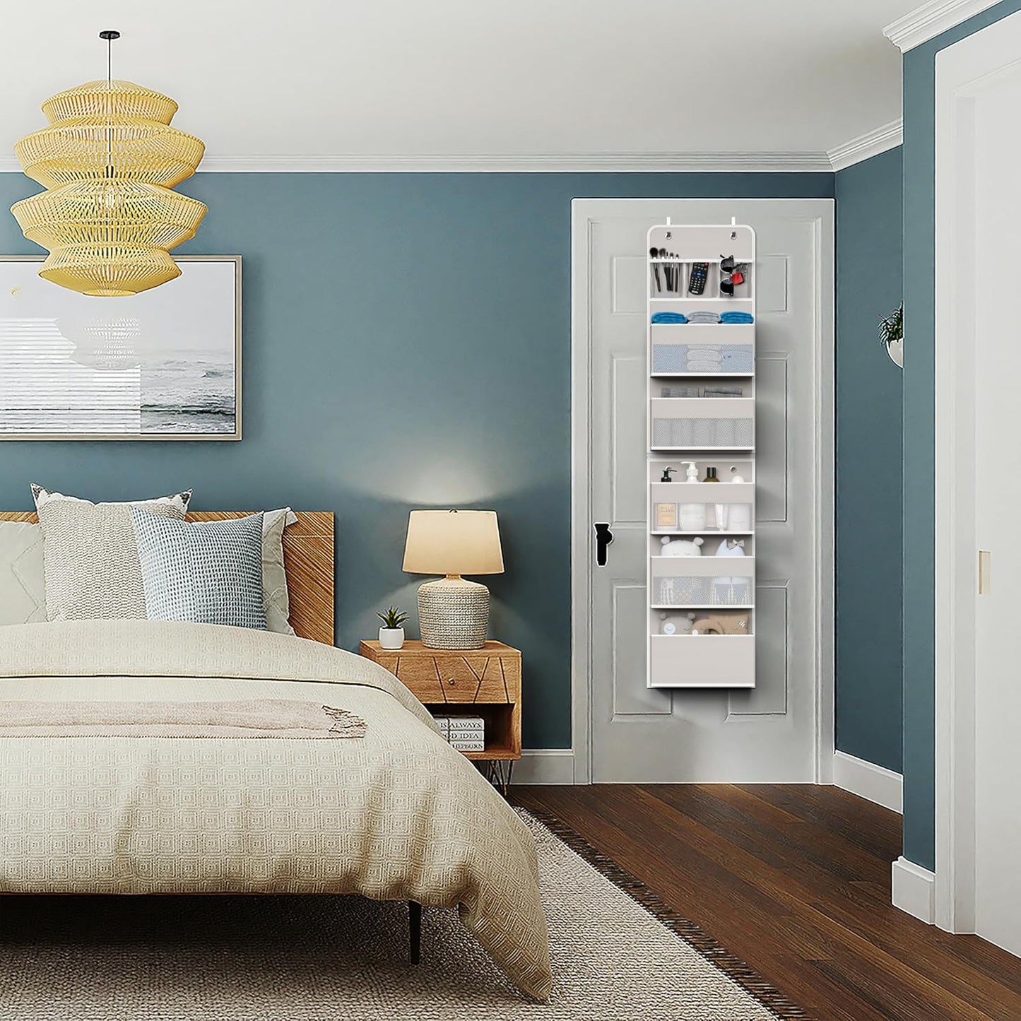 Closet Organizers and Storage, Over The Door Organizer, 6 Shelf Camper Storage, Behind The Door Storage Organizer, Wall Mount Back of Door Hanging Organizers-Beige