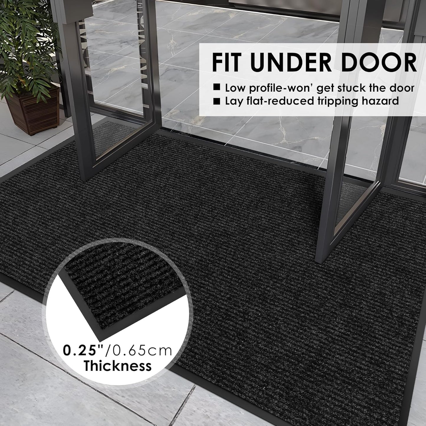 3′ x 47′ Front Door Mat Indoor Outdoor Entrance, Commercial Floor Mat Heavy Duty Dirt Trapper Entryway Doormat, Custom Size Non Slip Rubber Backing Welcome mat, Door Mat for High Traffic Area