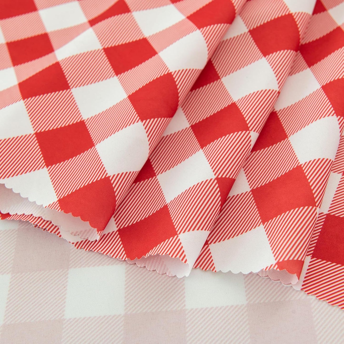 Waterproof Plaid Tablecloth Fabric - Round 50 Inch Classic Gingham Checker Table Cloth for Indoor/Outdoor Use - Buffalo Table Cover for Picnics, BBQs, and Parties