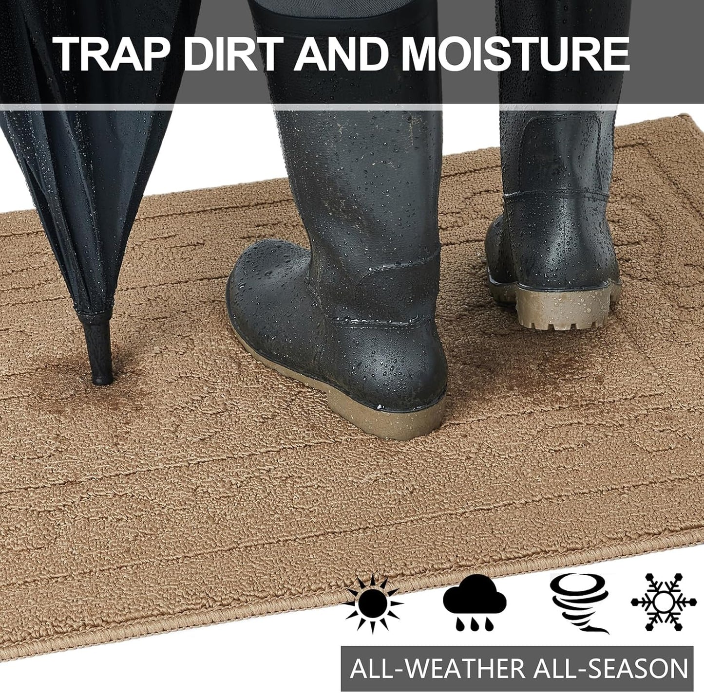 FONEYI Indoor Door Mat 36" x 59", Dirt Trapper Door Mats Non-Slip Entryway Rugs Washable, Absorbent Resist Dirt Welcome Mat, Low Profile Inside Floor Mats for Front Back Door and Entryway, Beige