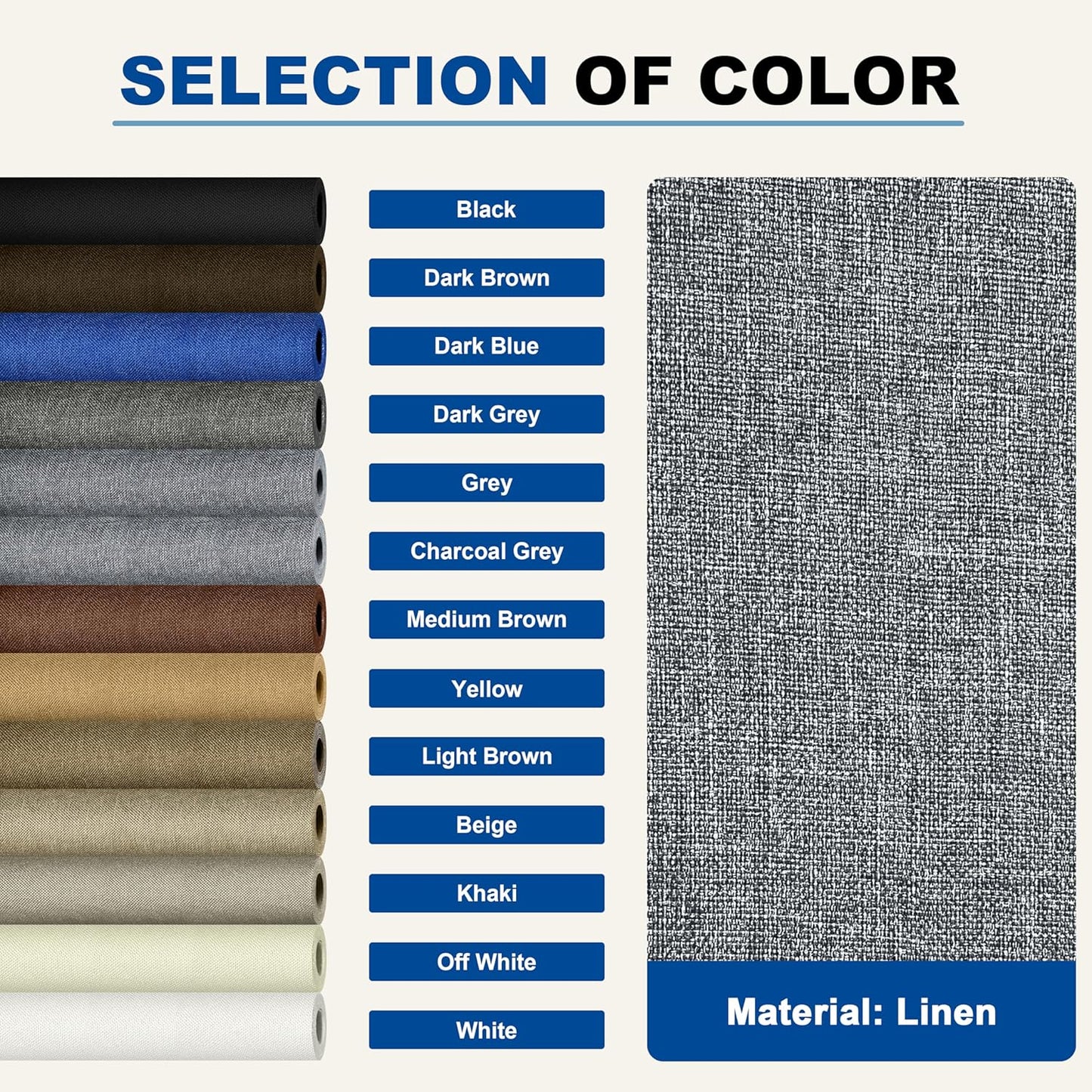 KING MOUNTAIN Linen Repair Patches, Self-Adhesive Fabric Patches, 4 X 63 inch Extra Size, Multi Color, Can be Used for Sofa Repair and Linen Clothes Repair (Grey)