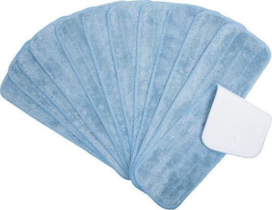 Arkwright Spray Mop Replacement Pads - (Pack of 12) Bulk Microfiber Flat Dry and Wet Refill Mop Pads Floor Cleaning, Compatible with Bona and Rubbermaid, Fits All Mop Heads, 18 in, Blue