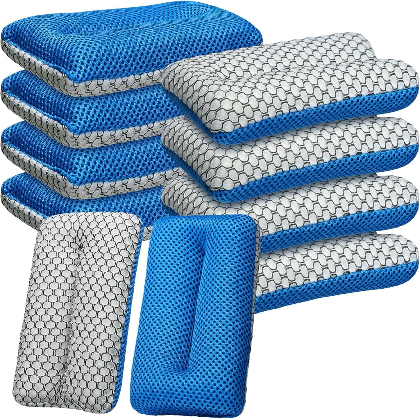 Two Sided Bug and Tar Sponge Microfiber Bug Scrubber Car Sponge for Washing Soft Mesh, Scratch Free for Car, Truck, SUV, RV, Boat, and Motorcycle(10 Pcs)