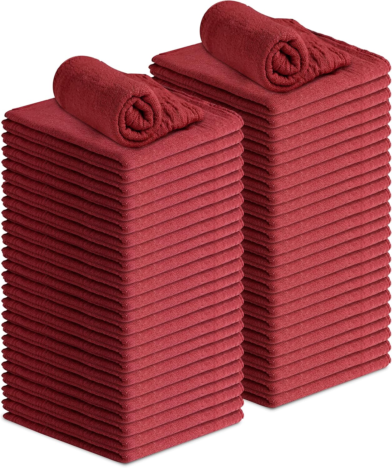 Avalon Towels Cotton Shop Rags – (Pack of 50) Size 12x14 Inches Cleaning Rags – Absorbent Shop Towels and Multipurpose Cleaning Towels for Automobiles, Industries, Garage and Homes (Red)