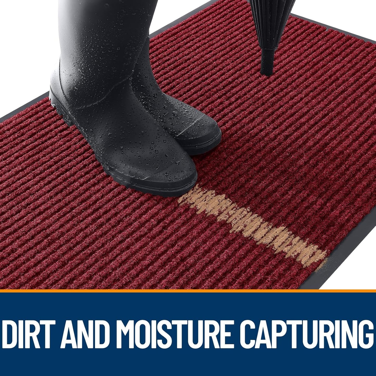 OLANLY Front Door Mat Indoor Outdoor Entrance, Waterproof Heavy Duty Doormat, Fade Resistant, Low Profile, Easy Clean Patio Porch Welcome Floor Mats for Entry, 33x21, Wine Red