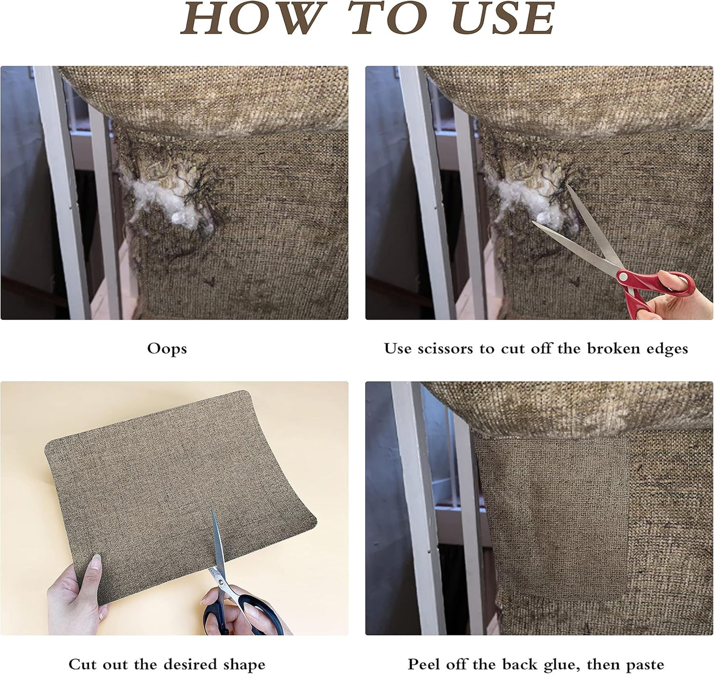 KING MOUNTAIN Coarse Linen Repair Patches, Self-Adhesive Linen Fabric Patches, 8X11 inch 2 PCS, Multi Color, Can be Used for Linen Sofa Repair and Linen Clothes Repair(8" x 11"-2PCS, Smoky Grey)