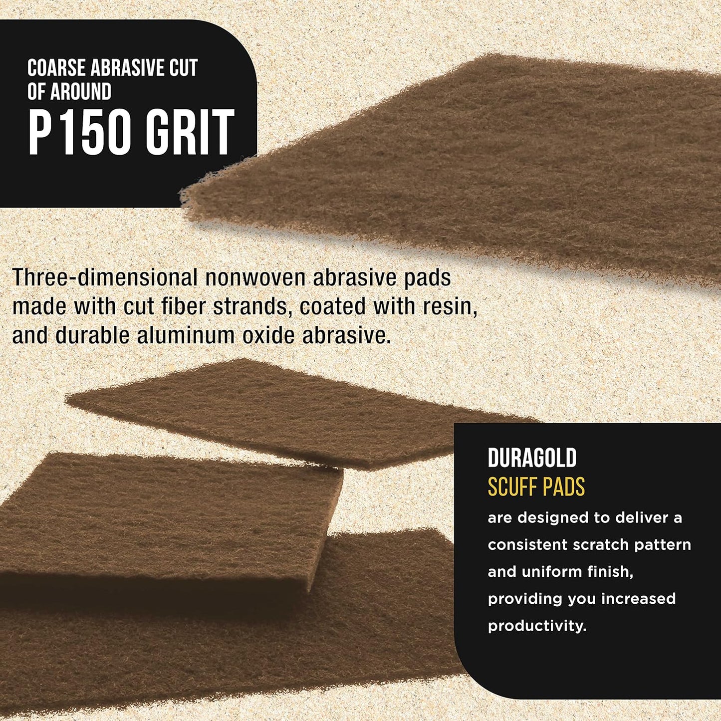 Dura-Gold Premium 6" x 9" Gold Coarse Scuff Pads, Box of 10 - Scuffing, Scouring, Sanding, Paint Primer Prep Adhesion Scratch - Surface Preparation For Automotive Car Auto Body Repair Woodworking Wood