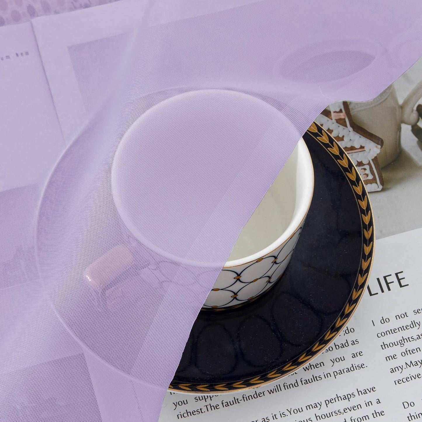 Chyhomenyc Lilac Sheer Curtains 78 Inches Long 2 Panels Set for Living Room, Light Filtering Voile Lightweight Bedroom Curtains, Rod Pocket Solid Window Treatment Drapes, Each 42W x 78L