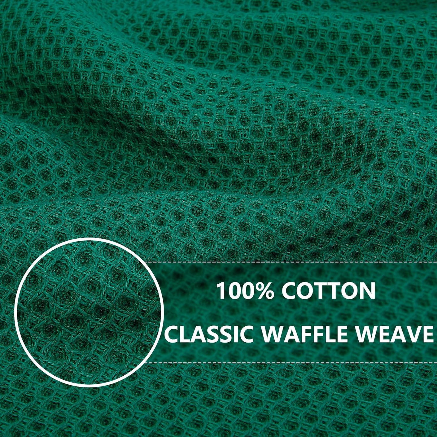 Homaxy 100% Cotton Waffle Weave Kitchen Dish Cloths, Ultra Soft Absorbent Quick Drying Dish Towels, 12 x 12 Inches, 8-Pack, Dark Green