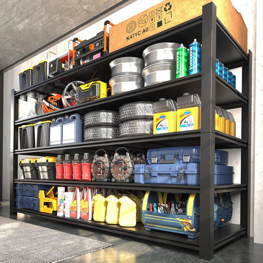 60" W Garage Shelving Heavy Duty Metal Shelving 3000LBS Storage Shelves Adjustable 5 Tier Metal Shelves for Storage Industrial Shelves for Garage, Warehouse, 24.2" D x 60'' W x 72'' H