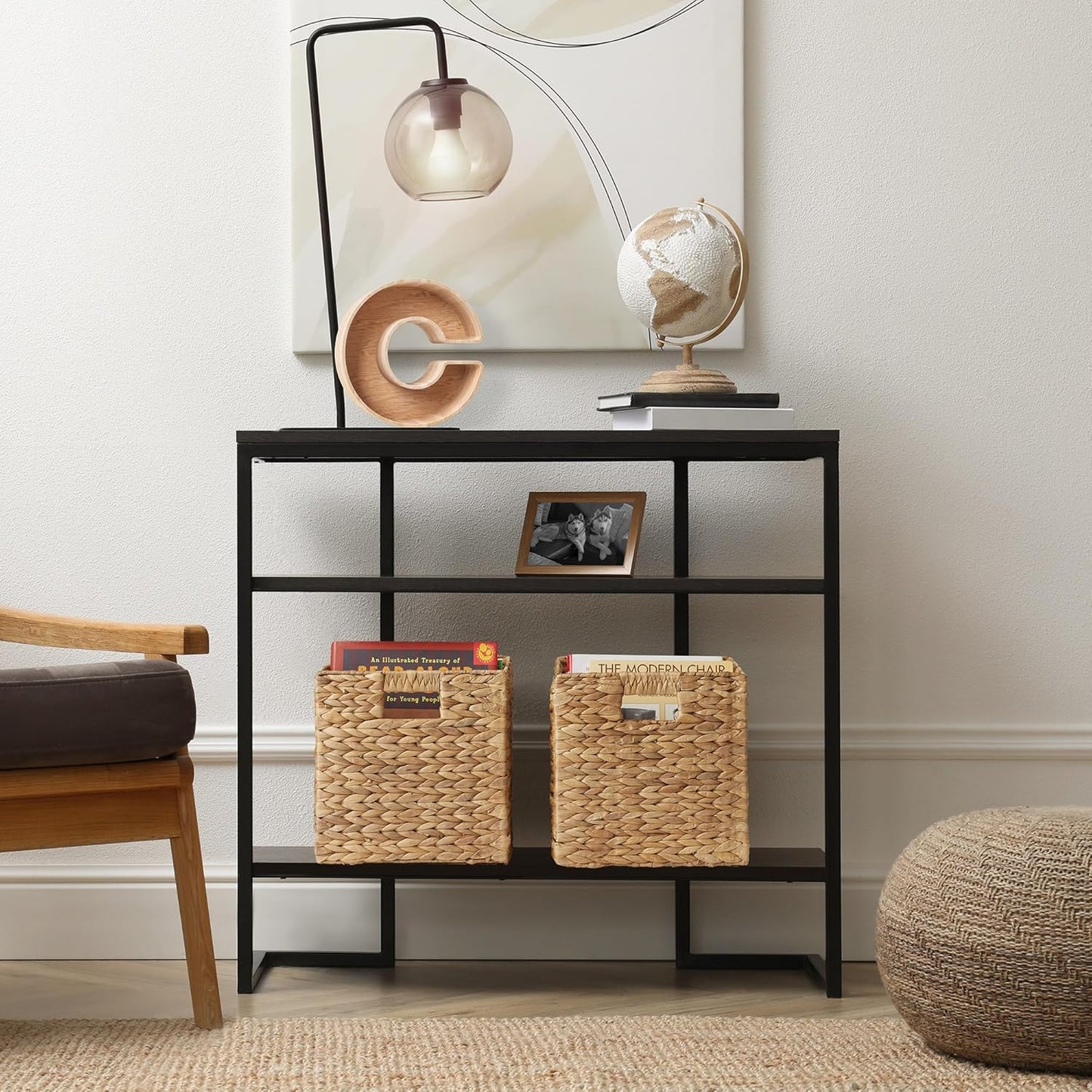 Casafield 10.5" x 10.5" Water Hyacinth Storage Baskets, Natural - Set of 6 Collapsible Cube Organizers, Woven Bins for Bathroom, Bedroom, Laundry, Pantry, Shelves