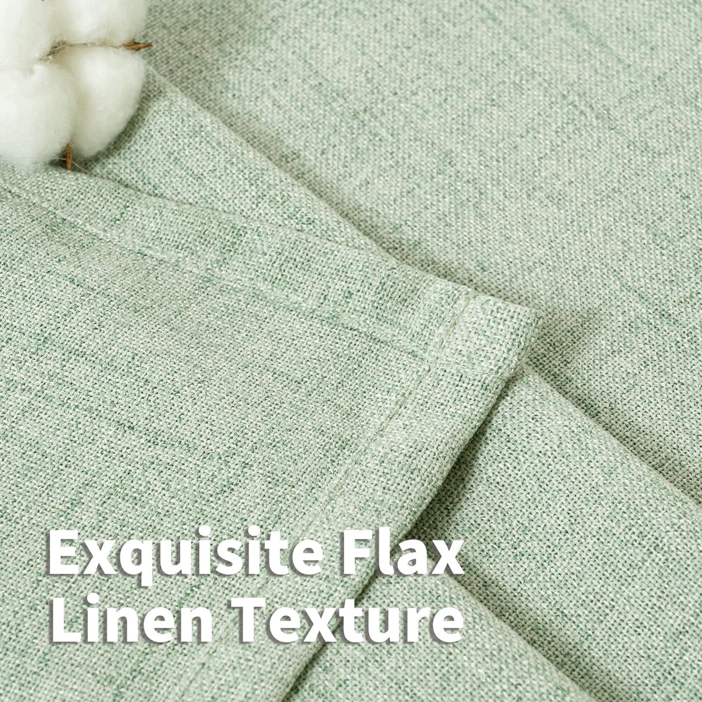 YoungsTex Sage Green Linen Curtains 63 Inch Length for Short Living Room, Semi Sheer Window Drapes Light Filtering with Back Tab Rod Pocket for Bedroom Spring Decor, 52 X 63 Inch, 2 Panels