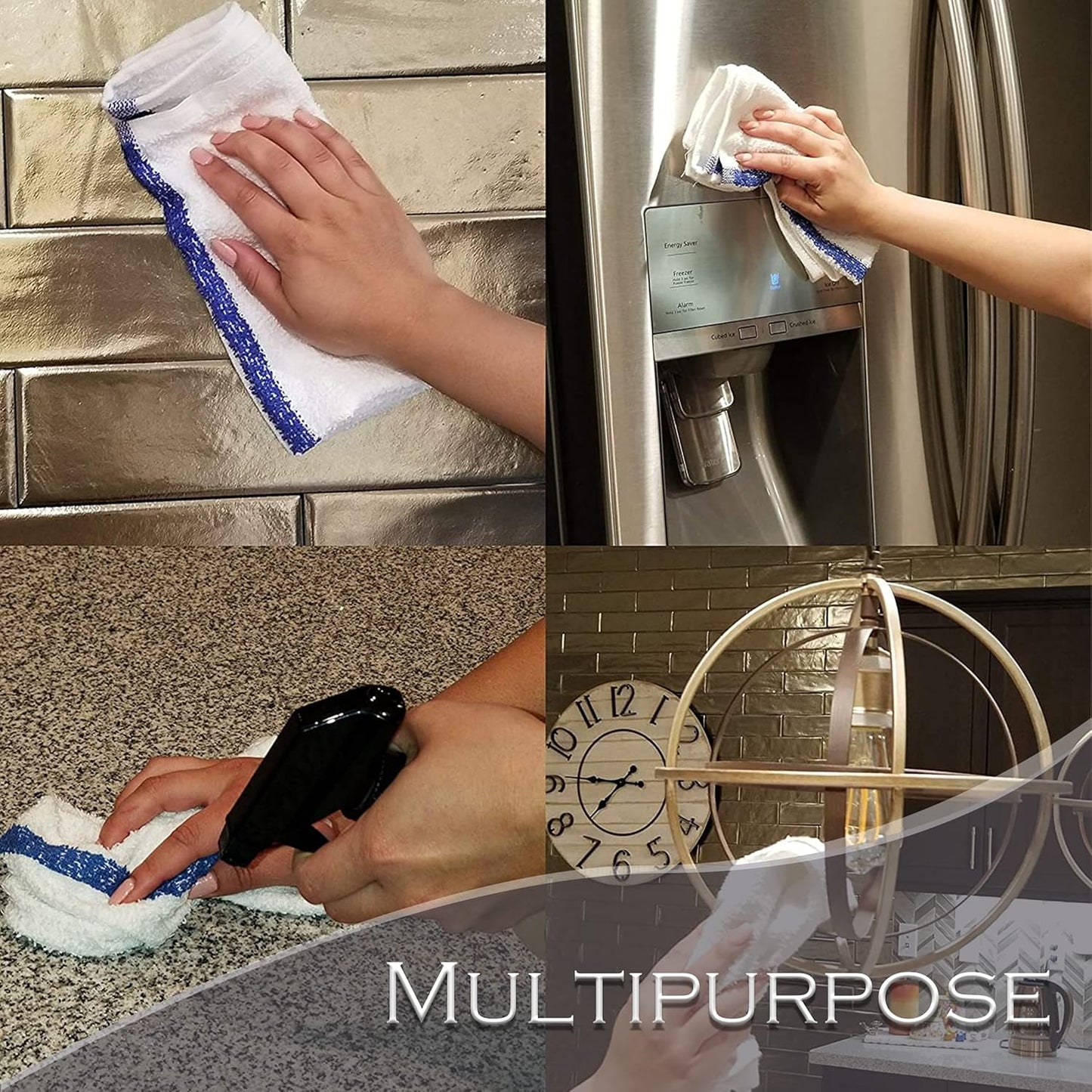 GOLD TEXTILES 60 PC New Cotton Blend White Restaurant Bar Mops Kitchen Towels 28oz (5 Dozen) (60, White)