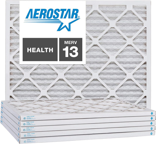 Aerostar 8x18x1 MERV 13, Pleated Air Filter, 8x18x1, Box of 6, Made in the USA
