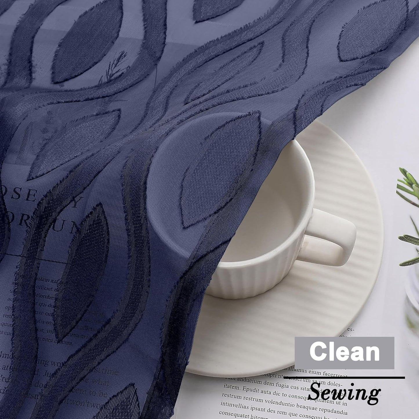 Aiyufeng Blue Sheer Curtains 63 Inch Length 2 Panels Set, Airy Light Filtering Solid Clip Jacquard Farmhouse Curtians for Bedroom Living Room, Modern Wavy Line Panel Curtains, 40" WX63 L Inches