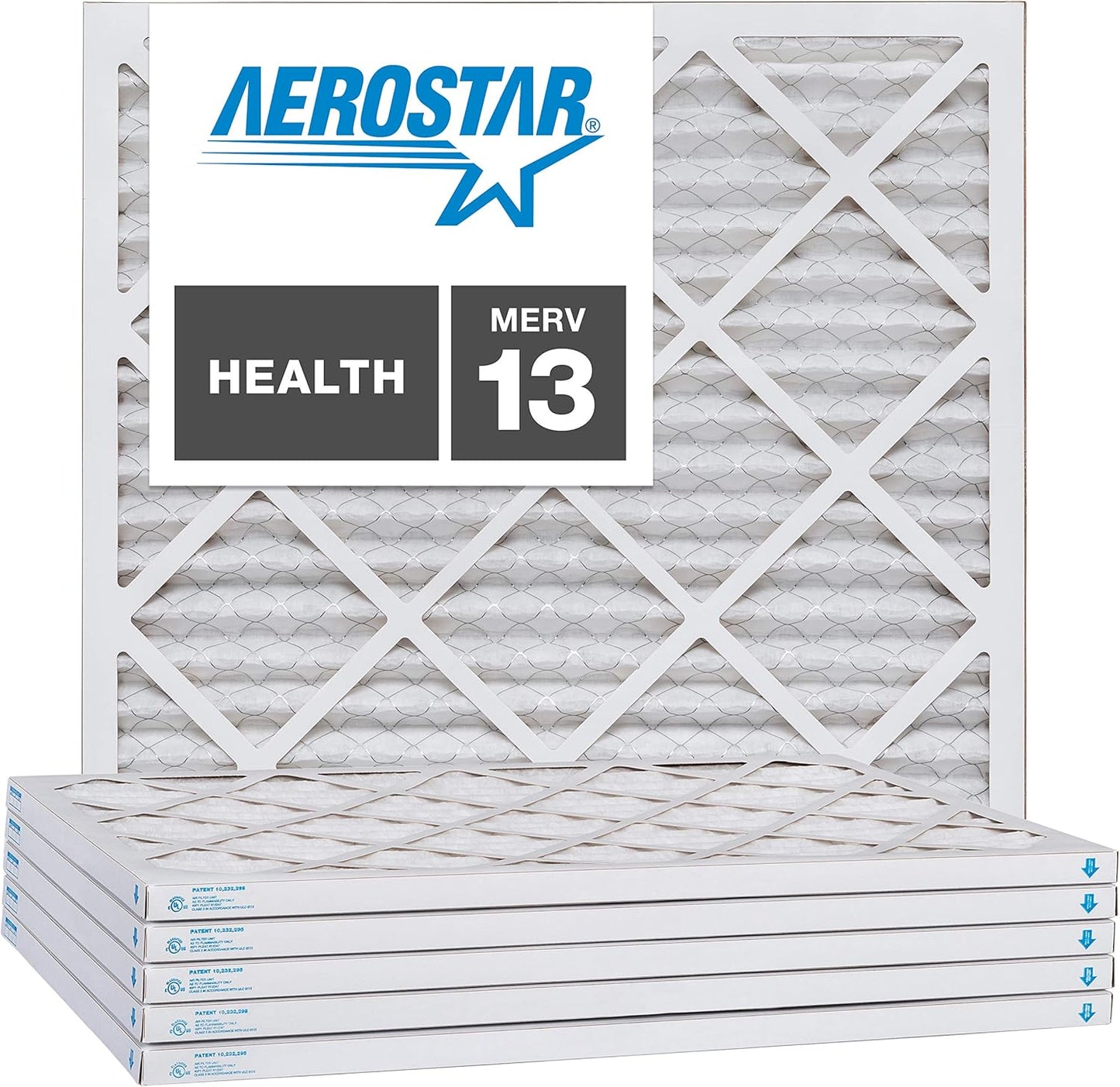 Aerostar 21 1/2x21 1/2x1 MERV 13, Pleated Air Filter, 21 1/2 x 21 1/2 x 1, Box of 6, Made in the USA