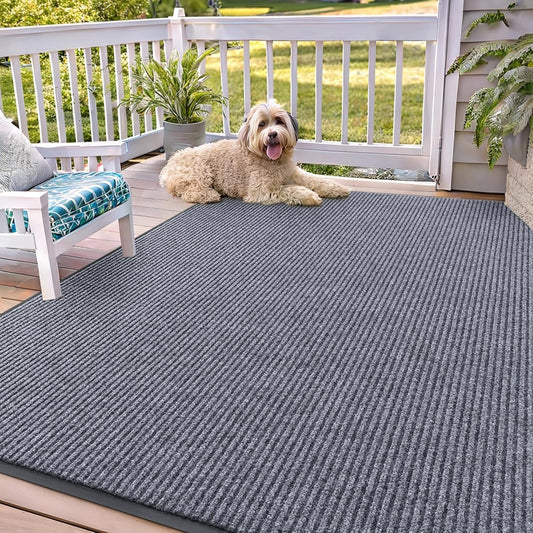 OLANLY Front Door Mat Indoor Outdoor Entrance, Waterproof Heavy Duty Doormat, Fade Resistant, Low Profile, Easy Clean Patio Porch Welcome Floor Mats for Entry, 71x47, Light Gray