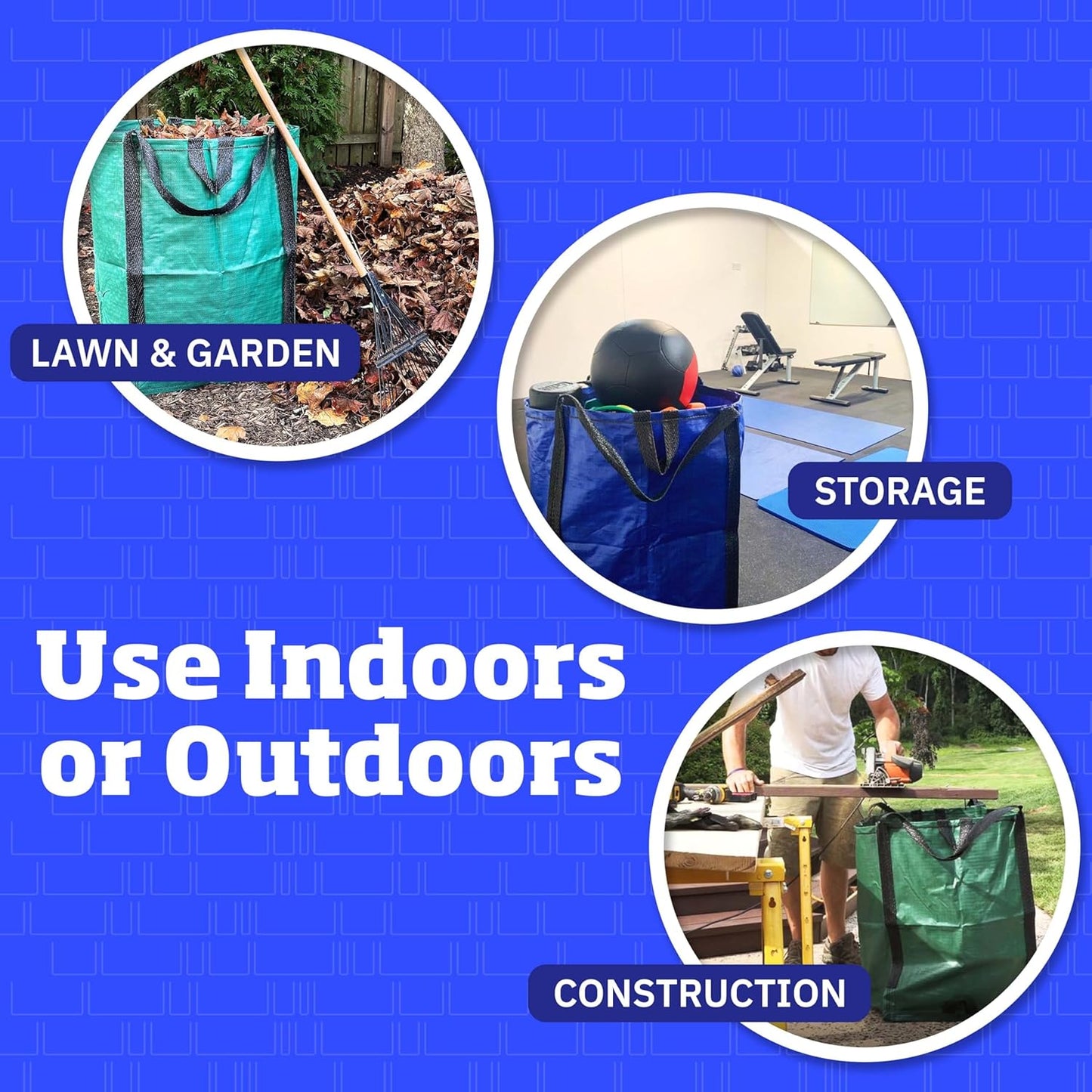 DURASACK Heavy Duty Home and Yard Bags 48-Gallon Reusable Self-Standing Lawn and Leaf Bags Garbage Can with Reinforced Handles, Blue