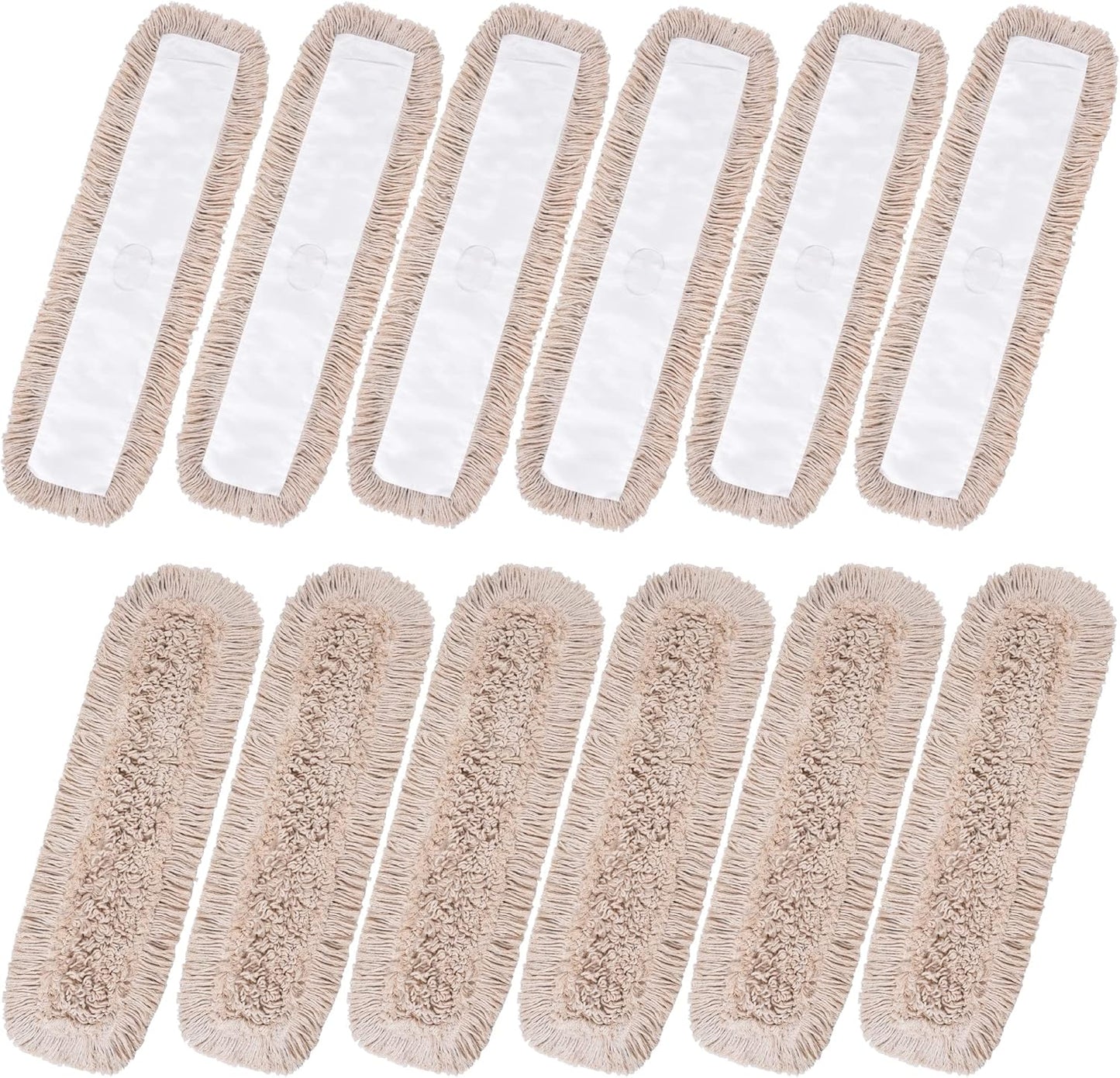 Matthew Cleaning 24'' Cotton Dust Mop Refill Washable Thick Tufted Replacement Heads for Residential & Commercial Use Fit All 24'' Dust Mop Frames, Hardwood, Laminate, Concrete Floors 12 Pack