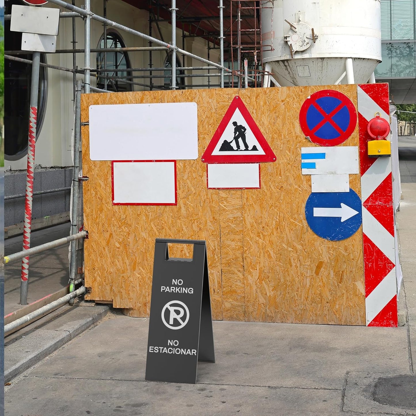 Stainless Steel No Parking Sign Portable Foldable Handle 2-Pack (Black)