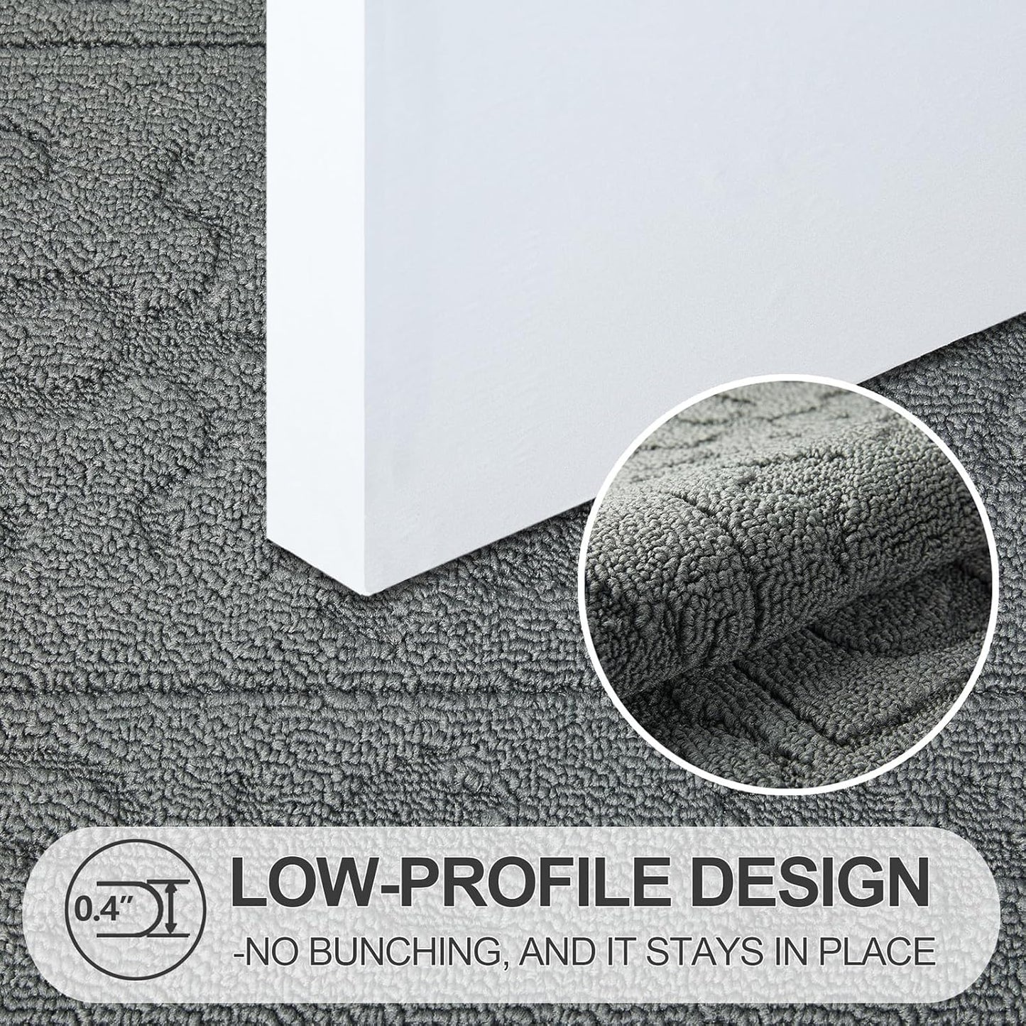 FONEYI Indoor Door Mat 20" x 32", Dirt Trapper Door Mats Non-Slip Entryway Rugs Washable, Absorbent Resist Dirt Welcome Mat, Low Profile Inside Floor Mats for Front Back Door and Entryway, Light Grey