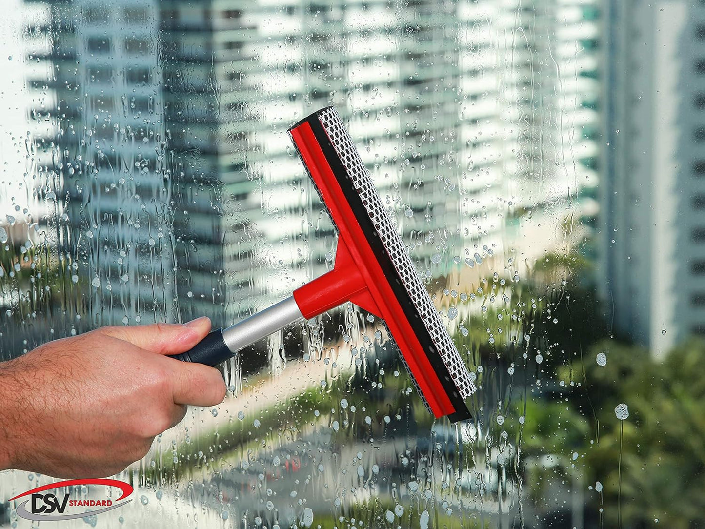 DSV Standard Window Squeegee for Window Cleaning, Window Cleaner Tool for Car Windshield, Shower Door, Boat | 2-in-1 Mini Squeegee for Home | Windshield Squeegee Kit for Car Windows