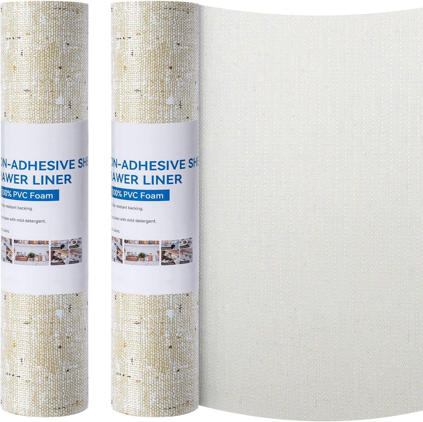 Shelf Liner 20 x 72 Inch 2 Rolls Shelf Liner Non Adhesive, Drawer Liner Non Slip Kitchen Mat Waterproof Oil-Proof for Kitchen Cabinet, Shelves, Refrigerator, Storage, Desks, Easy to Trim