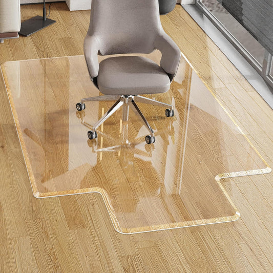 Beveled Edge Irregular Office Chair Mat with Lip for Carpet or Hardwood Floor Crystal Clear 48" x 60" Smooth Glide and Easy Roll On/Off, Heavy Duty and Non-Slip Pad Floor Chair Mat with Lip