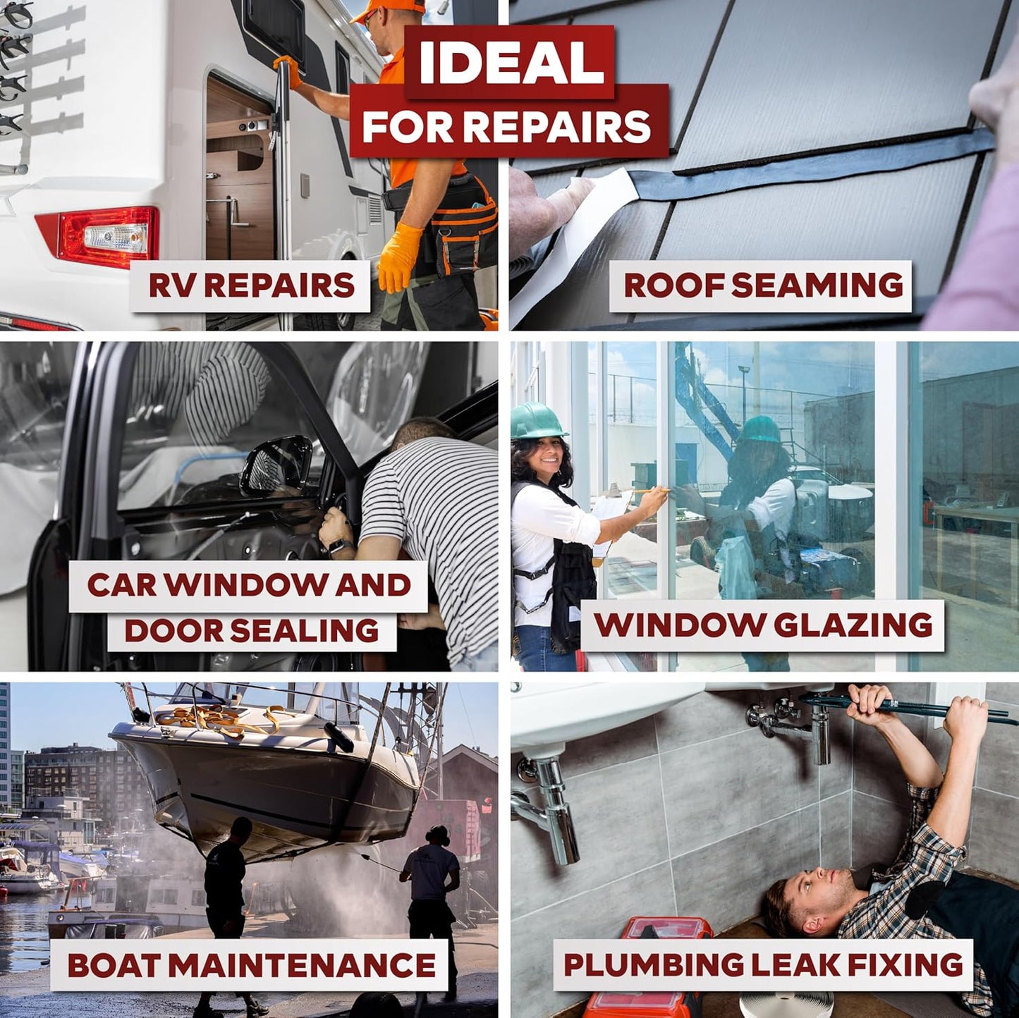 XFasten Butyl Putty Tape, Black, 1/8" x 3/4" x 30' (3-Pack) EDPM Butyl Rubber Sealant, Stretchable Camper Butyl Tape, Pool, Headlight and RV Sealant