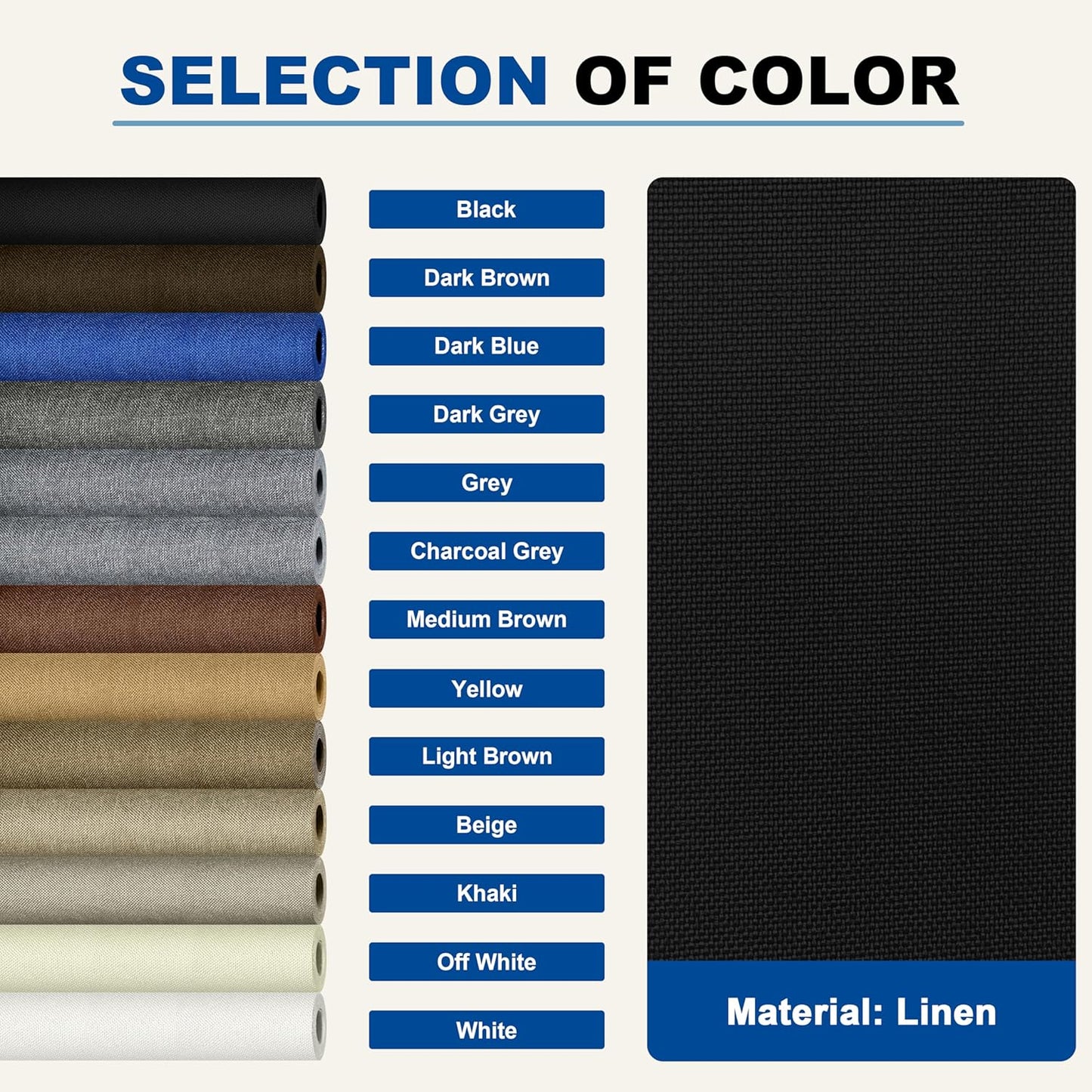 KING MOUNTAIN Linen Repair Patches, Self-Adhesive Linen Fabric Patches, 16X80 inch Extra Size, Multi Color, Can be Used for Linen Sofa Repair and Linen Clothes Repair (Black)