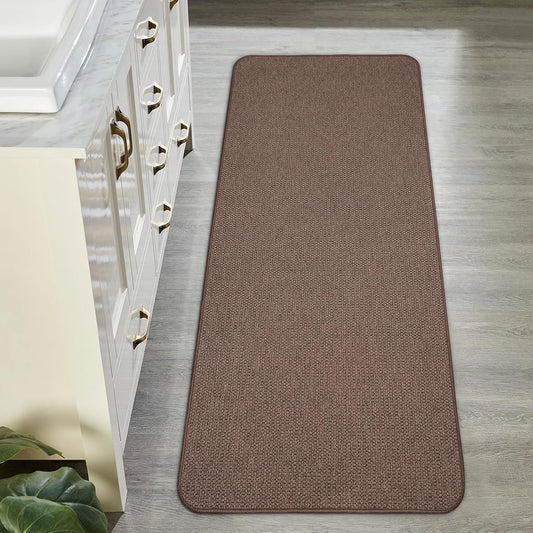 Bath Mat,Ultra Thin Bathroom Runner Rugs,Large Bath Mats for Bathroom,Quick Dry,Non-Slip,Machine Washable,Low Pile,Bath Rug,Shower Outside,Sink,Home Decor Accessories.Brown,1'9"x3'11"（21x47inch）