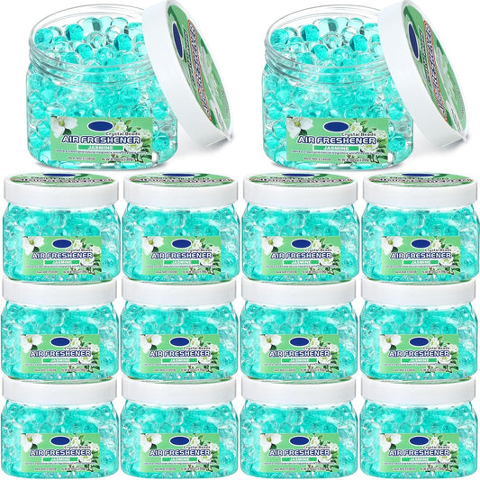 12 Pcs Air Freshener Gel Bulk Odor Eliminator Gel Beads 8 oz Long Lasting Air Freshener Beads Eliminates Odors in Home Bathrooms, Cars, Boats, Rvs and Pet Areas(Jasmine)
