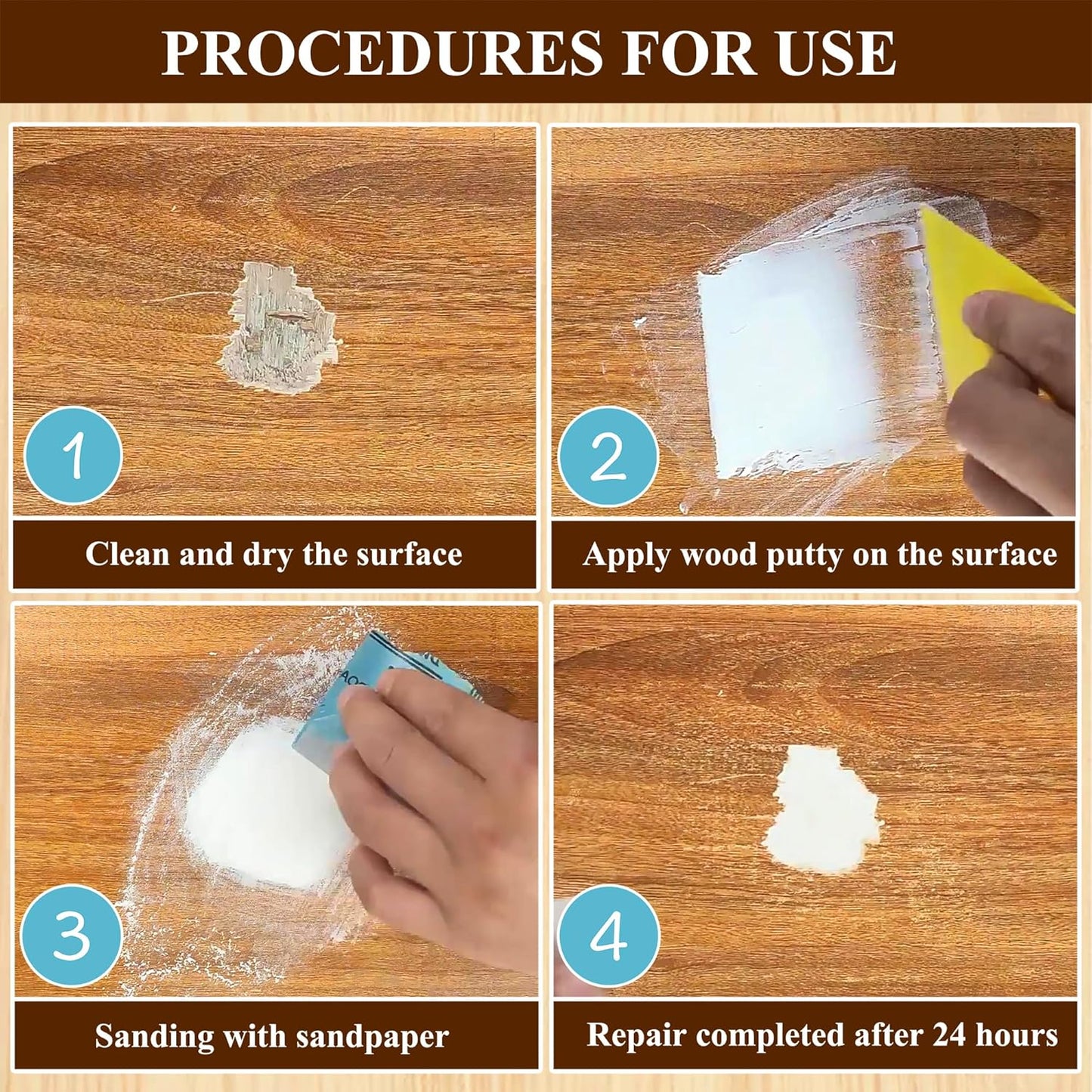 White Wood Filler, White Wood Putty, Paintable Stainable Wood Repair Putty, 9.87 Ounce Wood Furniture Repair kit, Quickly Repair Wood Cracks and Holes on Wooden Floor Furniture (White)