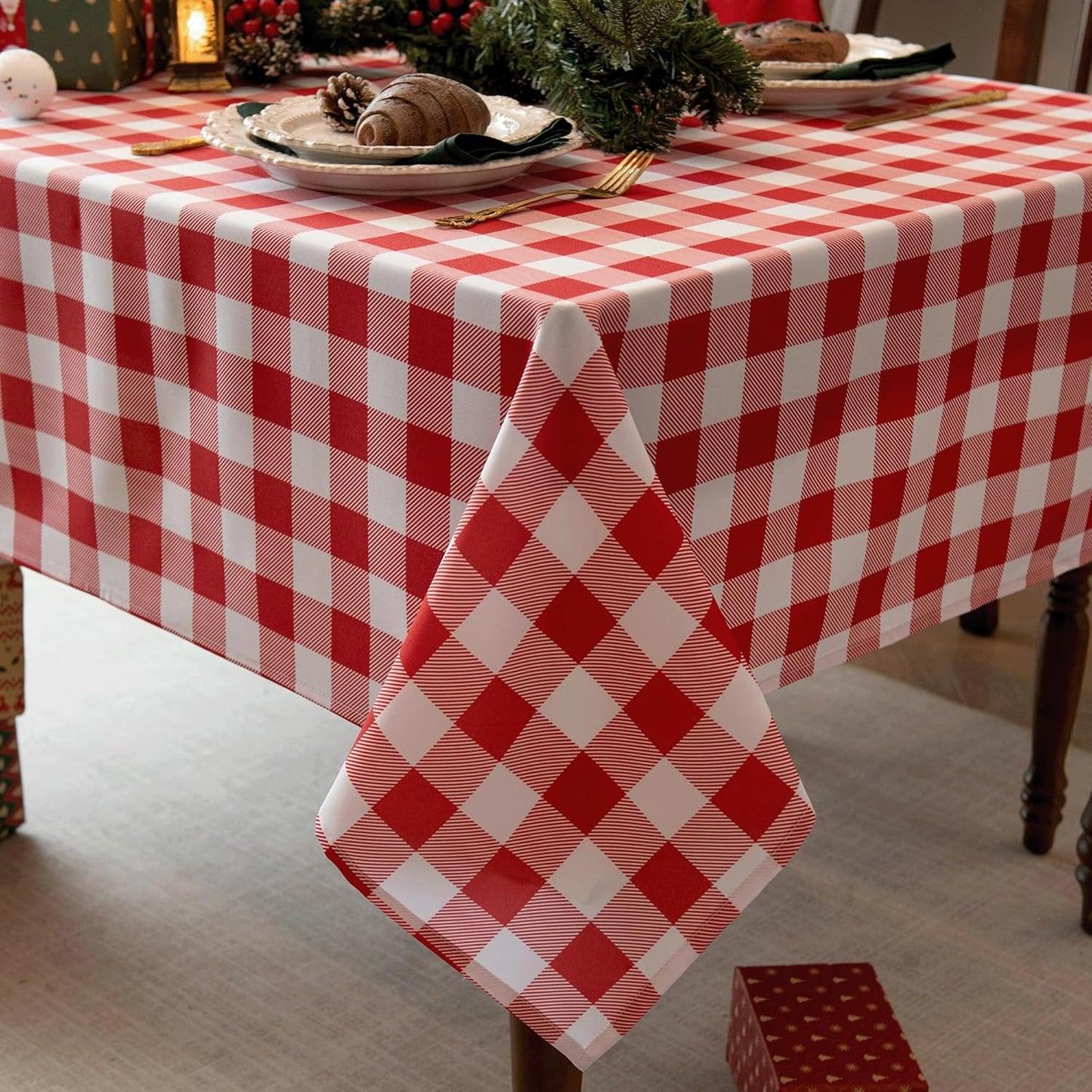 Classic Gingham Buffalo Tablecloth Fabric - Oblong 58x144 Inch Water Proof Checkered Table Cloth for Indoor Outdoor - Table Cover for Birthday, Picnics, BBQs, and Parties