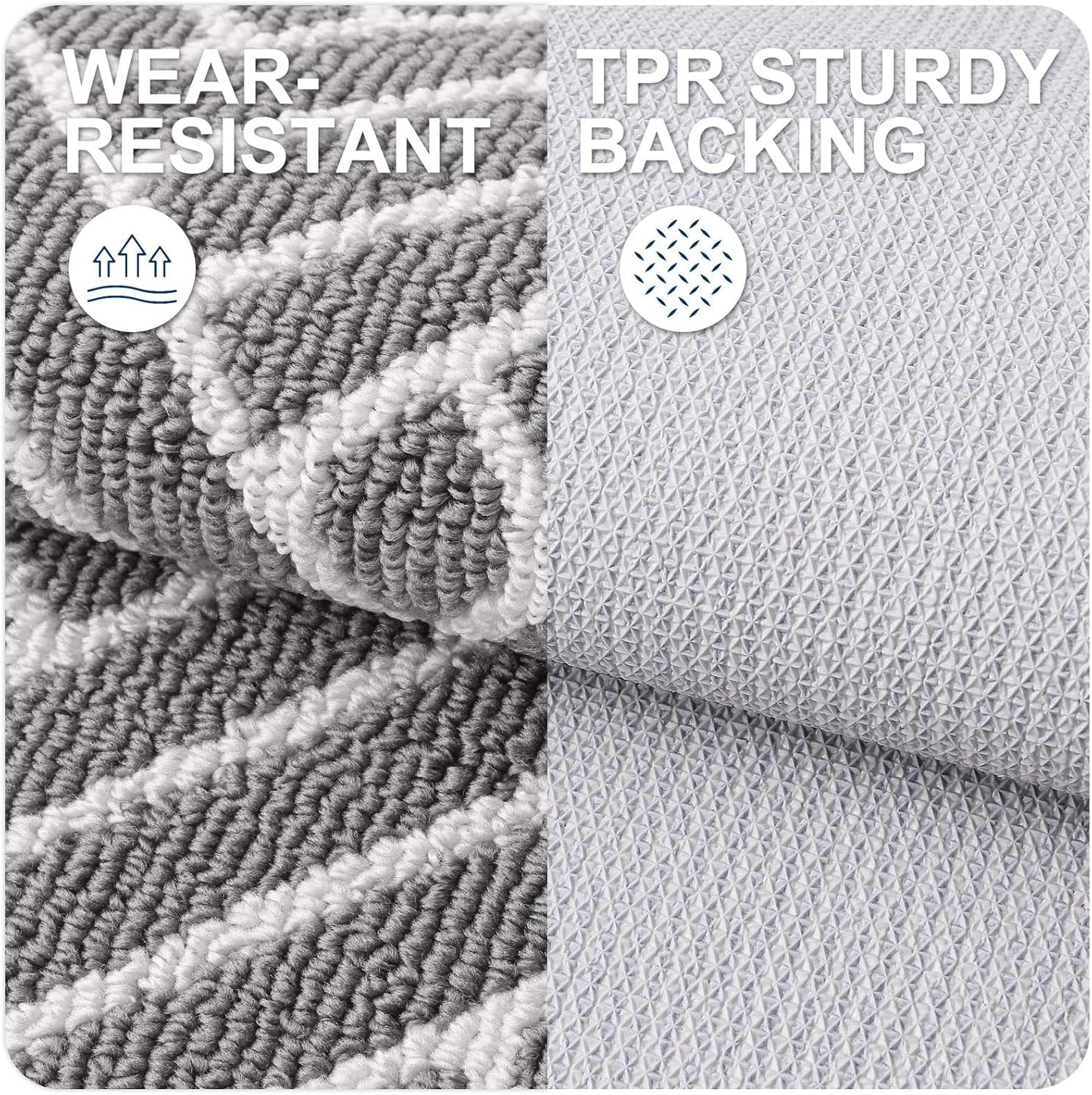 OLANLY Indoor Door Mat, 32x20 Inch, Dirt Resistant and Absorbent, Non-Slip Rubber Backing Floor Mats, Easy Clean Low-Profile Doormat for Entryway, Front Door, and Inside Entrance, Grey