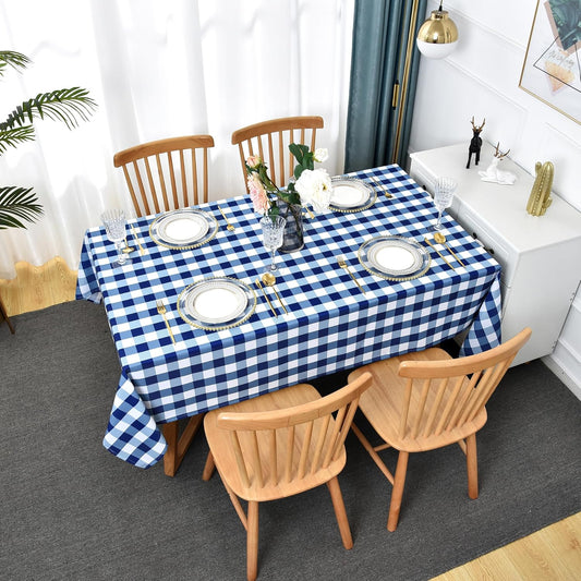 Water-Proof Plaid Tablecloth 58x144 inch for Rectangular Tables - Wrinkle Proof Printing Striped Table Cloth - Durable Kitchen & Table Linens for Banquet Dinner Home Patio