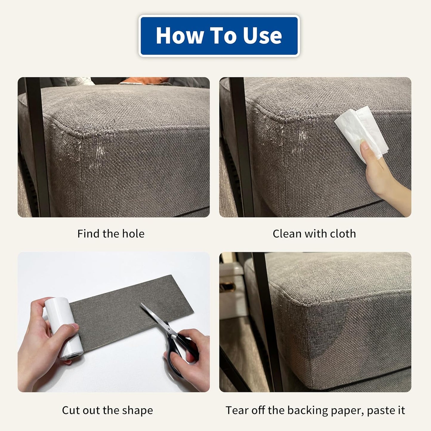 KING MOUNTAIN Linen Repair Patches, Self-Adhesive Fabric Patches, 4 X 63 inch Extra Size, Multi Color, Can be Used for Sofa Repair and Linen Clothes Repair (Charcoal Gray)