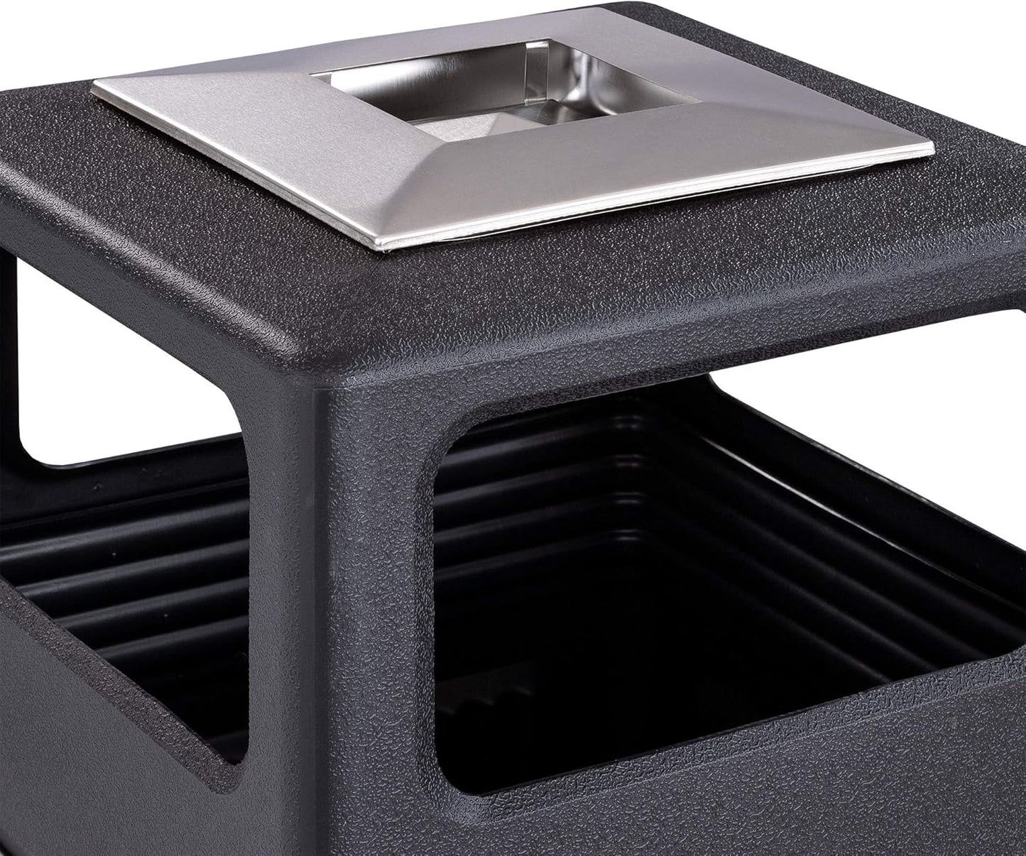 Safco Canmeleon Trash Can, 38 Gallons, Indoor and Outdoor Use, Durable & Weather-Resistant Commercial Garbage Can with Ashtray, Black