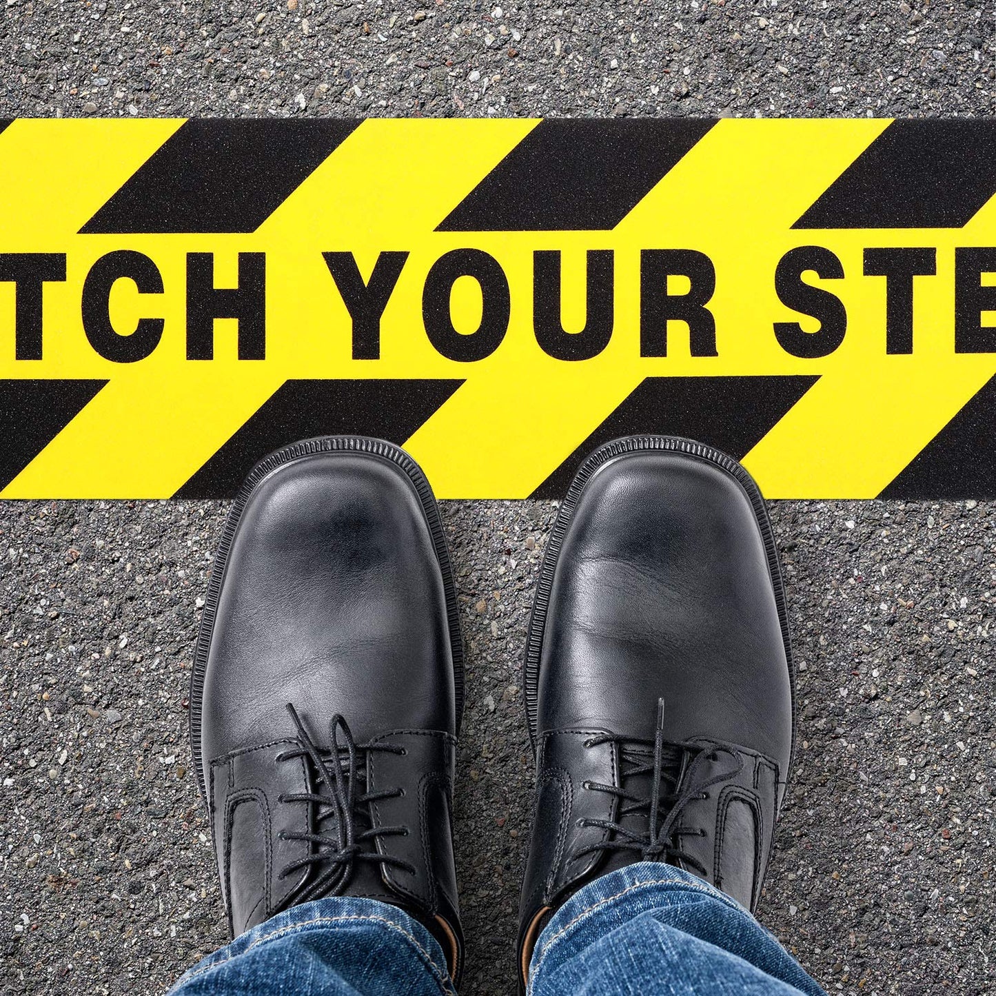 Boao 2 Pieces Watch Your Step Stickers Sign 6 x 24 Inch Caution Watch Your Step Floor Decals Warning Sticker Adhesive Tape Anti Slip Abrasive Tape for Workplace Safety Wet Floor Caution