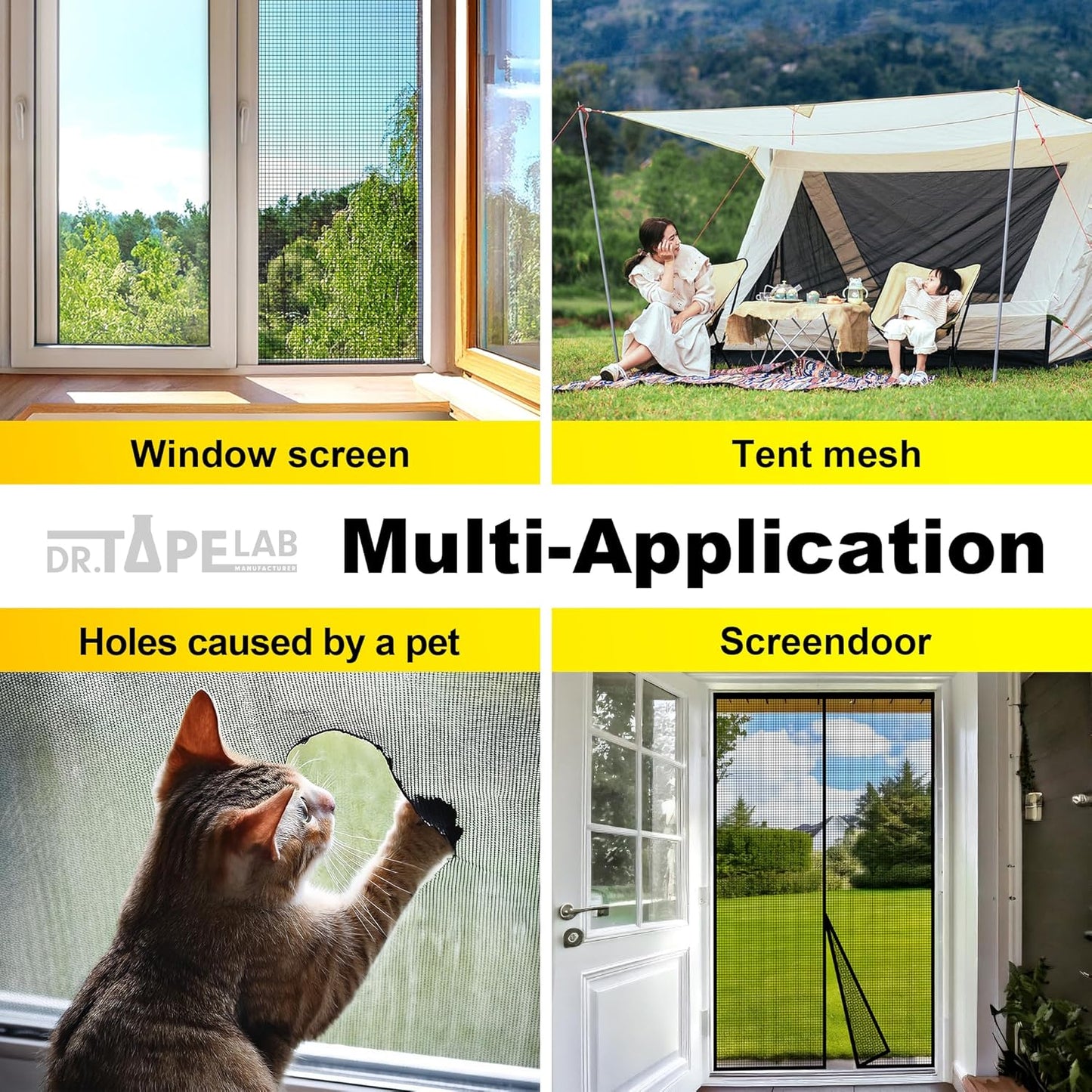 Black Window Screen Repair Tape, 2 in X 8.5 FT, Screen Repair Kit for Windows or Doors, Strong Adhesive Patch Kit Fiberglass Mesh Tape