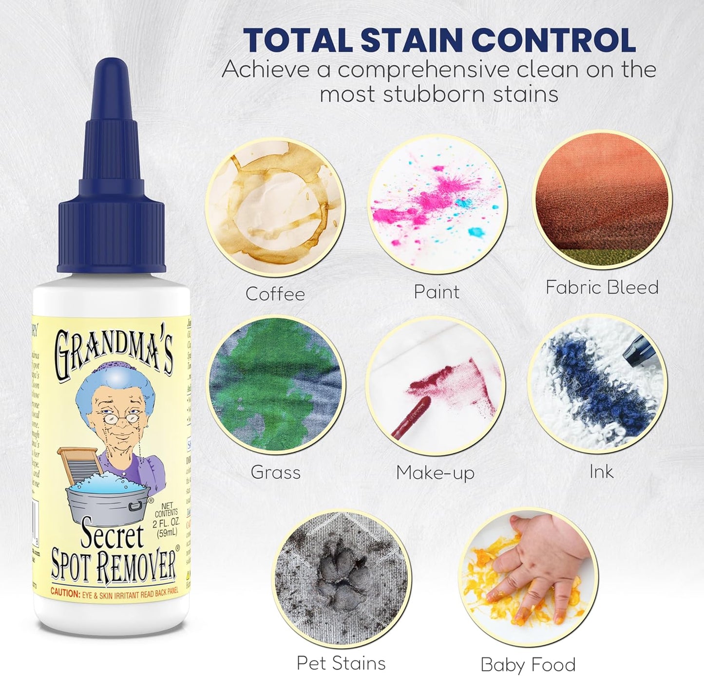 Grandma's Secret Spot Remover - Chlorine, Bleach and Toxin-Free Stain Remover - Stain Remover for Clothes - Fabric Stain Remover Removes Oil, Paint, Blood and Pet Stains – 2 Ounce